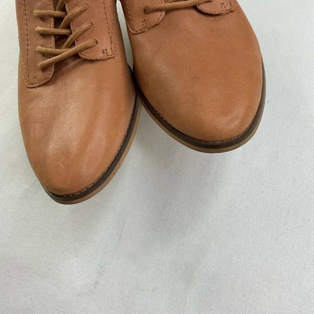 Lucky Brand Shoes Efinnia Tan Leather Oxford Lace Up Flat Womens 10 LP-EFINNIA